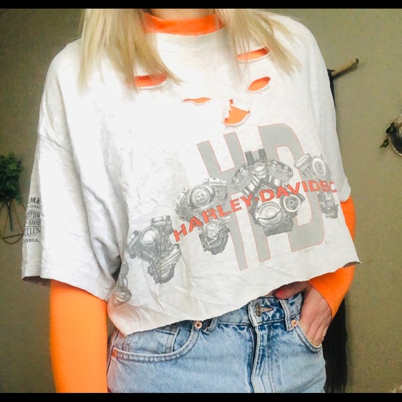 ❌sold❌Harley Davidson cropped tee - Picture 2 of 6